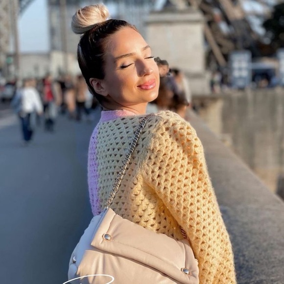 ZARA eyelet chunky knit oversized cardigan with jewel buttons - Picture 10 of 16